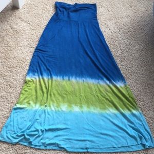 Tie dye blue and green maxi skirt